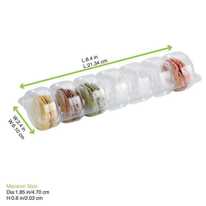 Insert plastique PET transparent 7 macarons avec fermeture clipsable  213x62mm H23mm-150Pcs