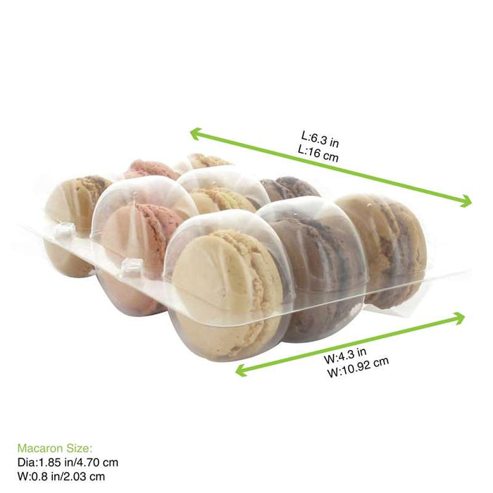 Insert plastique PET transparent 9 macarons (3x3) avec fermeture clipsable  110x160mm H20mm-150Pcs