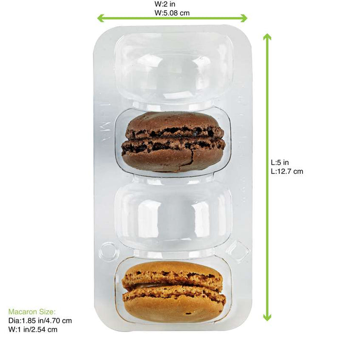 Insert plastique PET transparent pour 4 macarons (1x4) avec fermeture clipsable  128x68mm H23mm-250Pcs