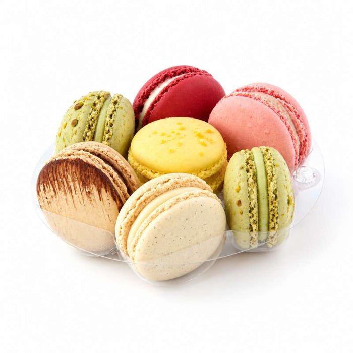 Insert rond 7 macarons en PET transparent à fermeture clipsable Ø130mm H20mm - 150Pcs