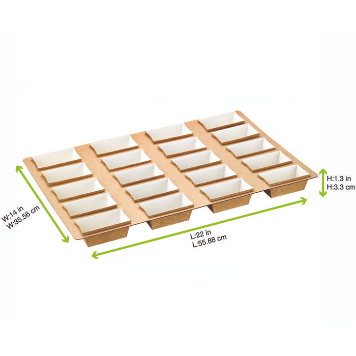 Plateau carton microflute rectangulaire avec 20 moules de cuisson  3 600x5 600mm-25Pcs
