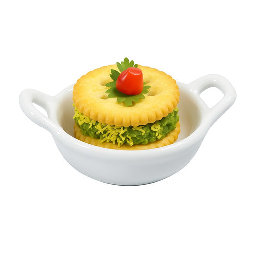Mini plat en porcelaine blanc  85x60mm H30mm-24Pcs