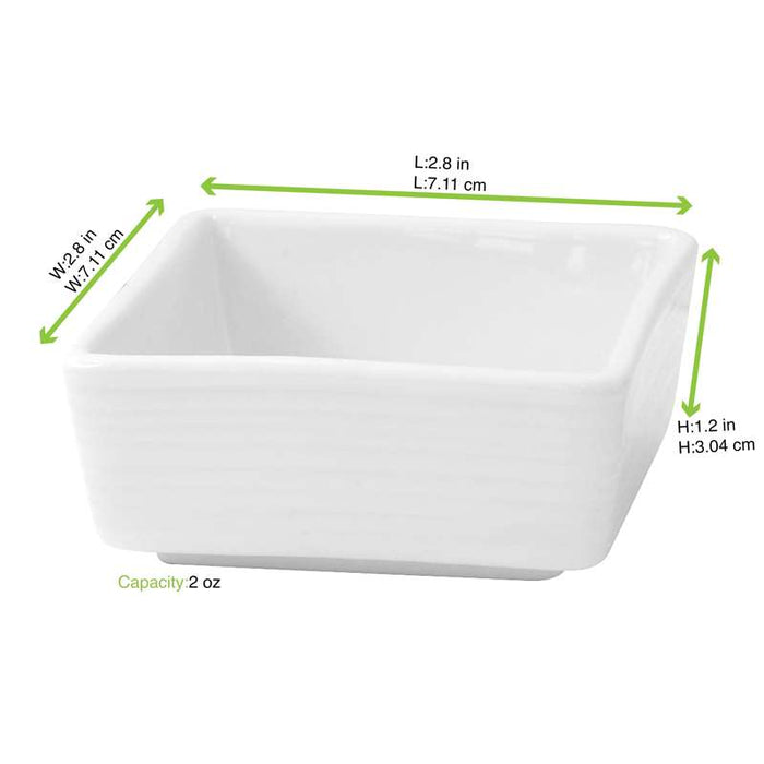 Mini bol cube en porcelaine blanc  70x70mm H31mm - 24Pcs