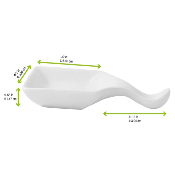 Mini cuillère carrée en porcelaine blanc  96x53mm H15mm-24Pcs