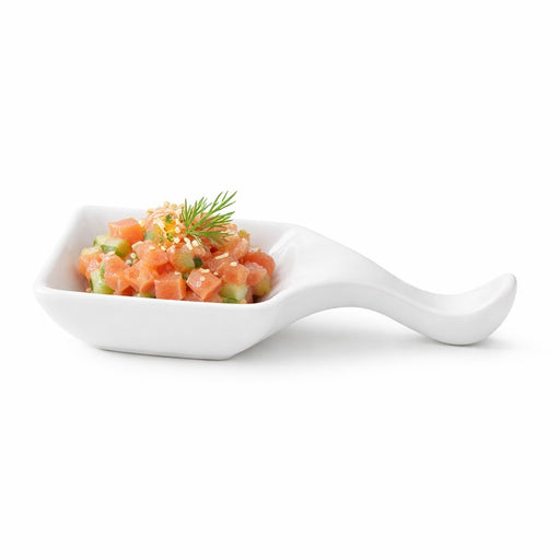 Mini cuillère carrée en porcelaine blanc  96x53mm H15mm-24Pcs