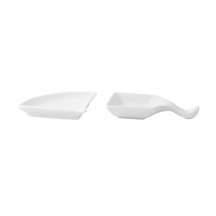 Mini plat éventail en porcelaine blanc  100x76mm H14mm-24Pcs