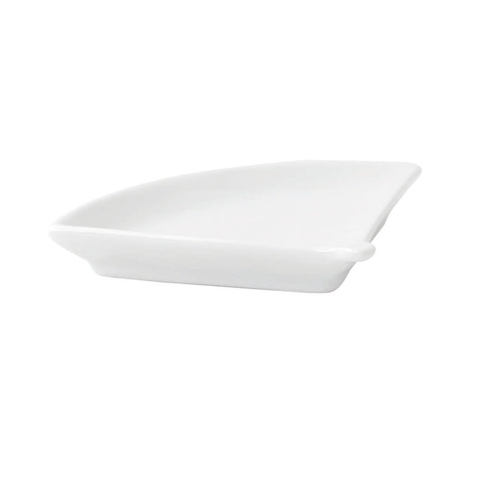 Mini plat éventail en porcelaine blanc  100x76mm H14mm-24Pcs