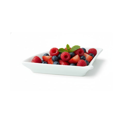 Mini plat éventail en porcelaine blanc  100x76mm H14mm-24Pcs