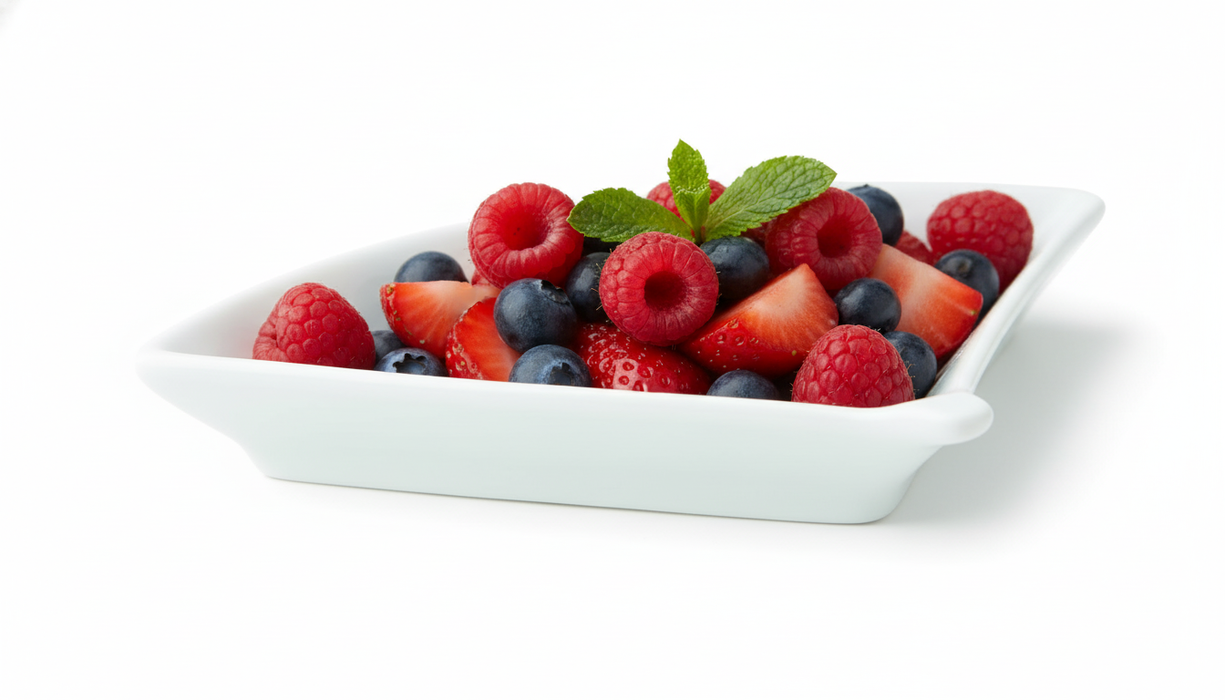 Mini plat éventail en porcelaine blanc  100x76mm H14mm-24Pcs