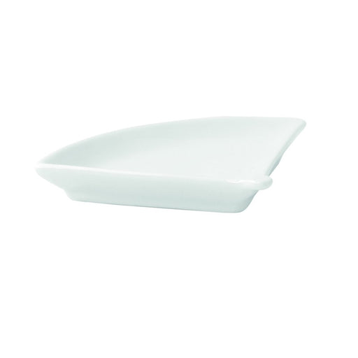 Mini plat éventail en porcelaine blanc  100x76mm H14mm-24Pcs