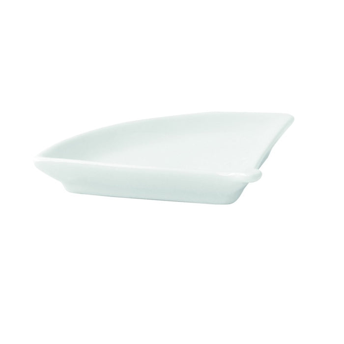 Mini plat éventail en porcelaine blanc  100x76mm H14mm-24Pcs