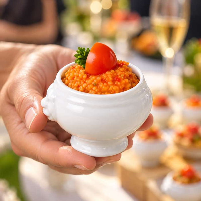 Mini soupière en porcelaine blanc  80x65mm H50mm - 36Pcs