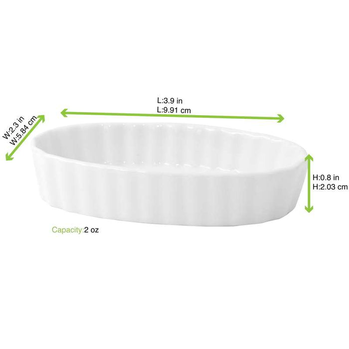 Mini moule ovale en porcelaine blanc  100x58mm H20mm - 24Pcs