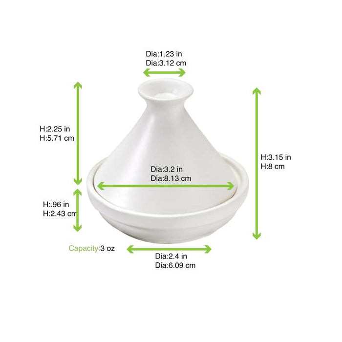 Mini tajine en porcelaine blanc   H80mm - 24Pcs