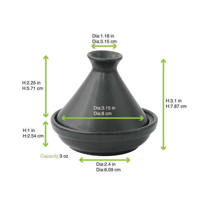 Mini tajine en porcelaine noire   H80mm - 24Pcs