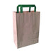 Sac cabas papier brun recyclé anses vertes  200x100mm H280mm-250Pcs