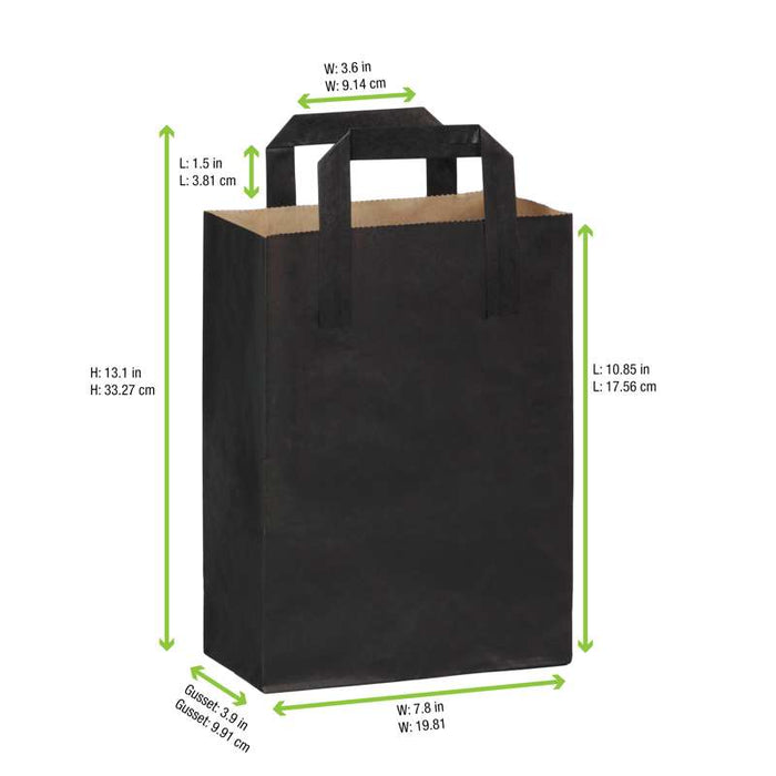 Sac cabas papier recyclé kraft brun imprimé noir 200x100mm H280mm-250Pcs