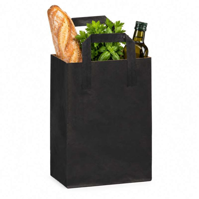 Sac cabas papier recyclé kraft brun imprimé noir 200x100mm H280mm-250Pcs