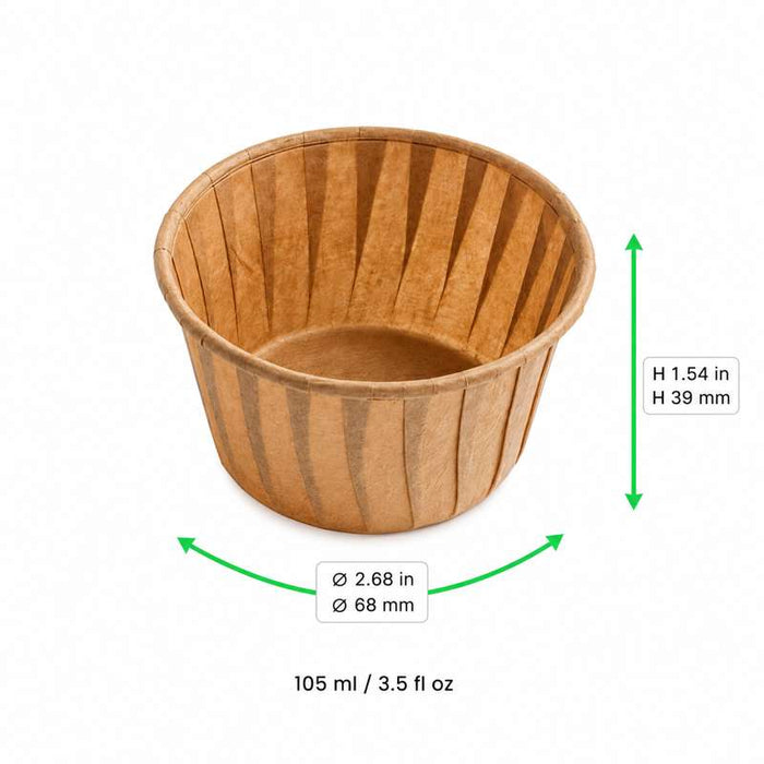 Godet de cuisson rond en papier ingraissable Ø68mm H39mm 105ml - 1000Pcs
