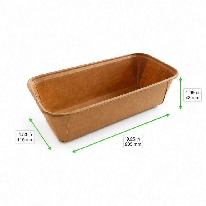 Moule rectangulaire de cuisson en papier siliconé 235x115mm H43mm 1100ml - 1000Pcs
