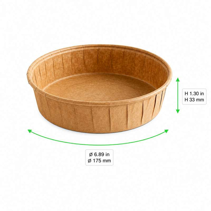 Moule rond de cuisson en papier ingraissable Ø175mm H33mm 750ml - 1000Pcs