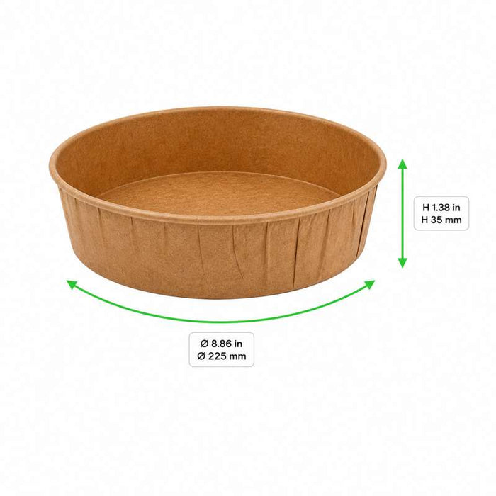 Moule rond de cuisson en papier ingraissable Ø225mm H35mm 1200ml - 1000Pcs