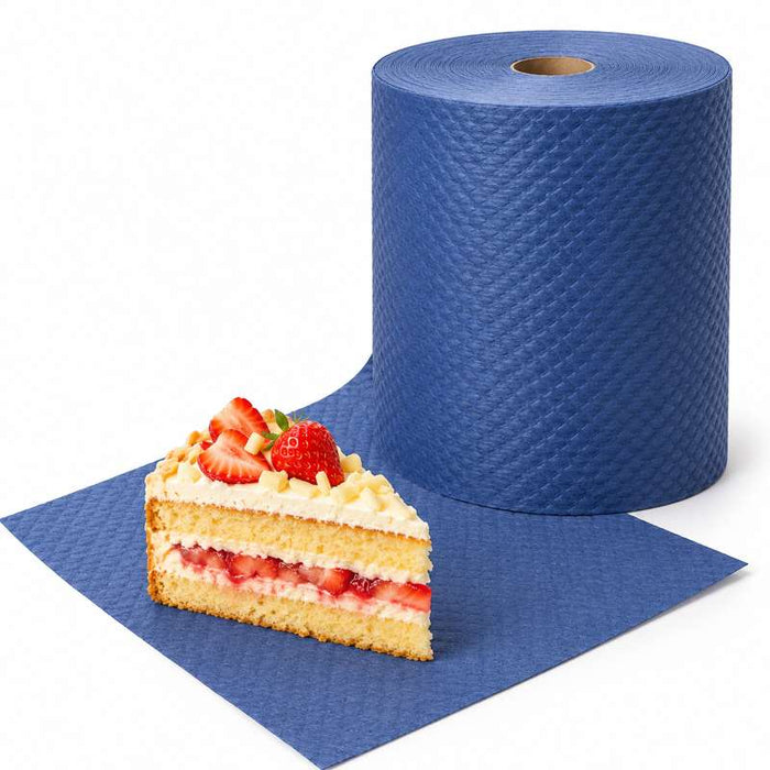 Nappe damassée bleu marine en rouleau de cellulose 100m x 1,2m - 4Pcs