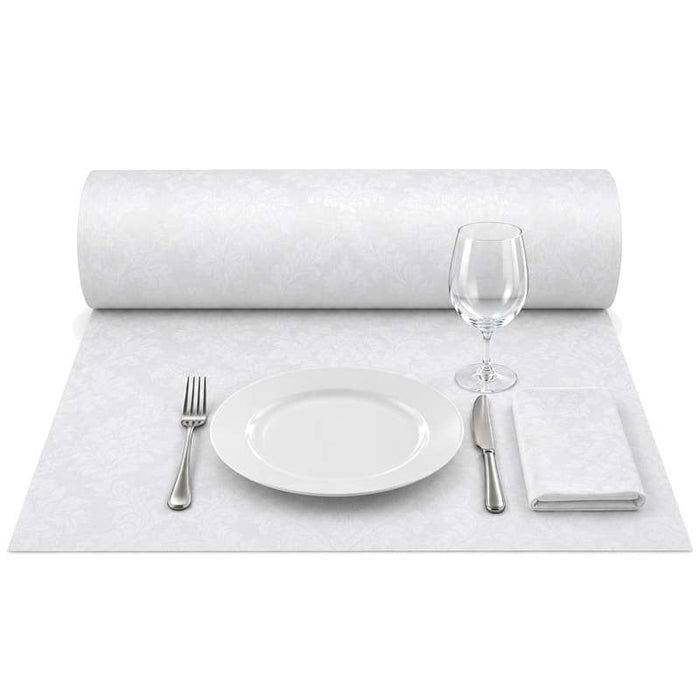Rouleau de nappe damassée blanche en cellulose 100m x 1,2m - 4Pcs