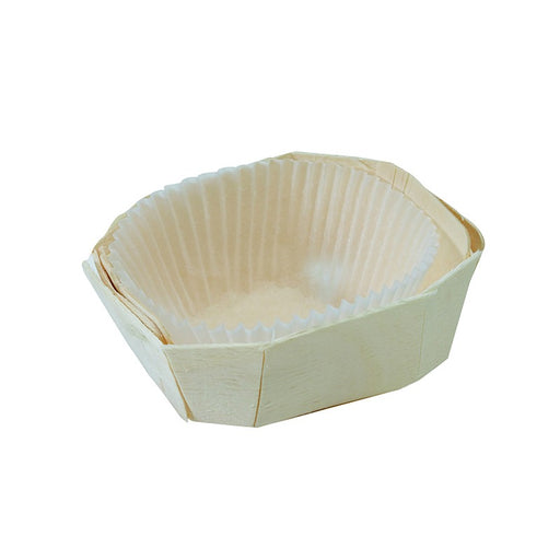 Moule de cuisson bois "Lovely" avec caissette papier  100x70mm H37mm 120ml-300Pcs