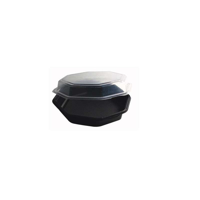 Bol à salade octogonal "Octaview" noir à couvercle attaché 230x230mm H50mm 1000ml - 190Pcs