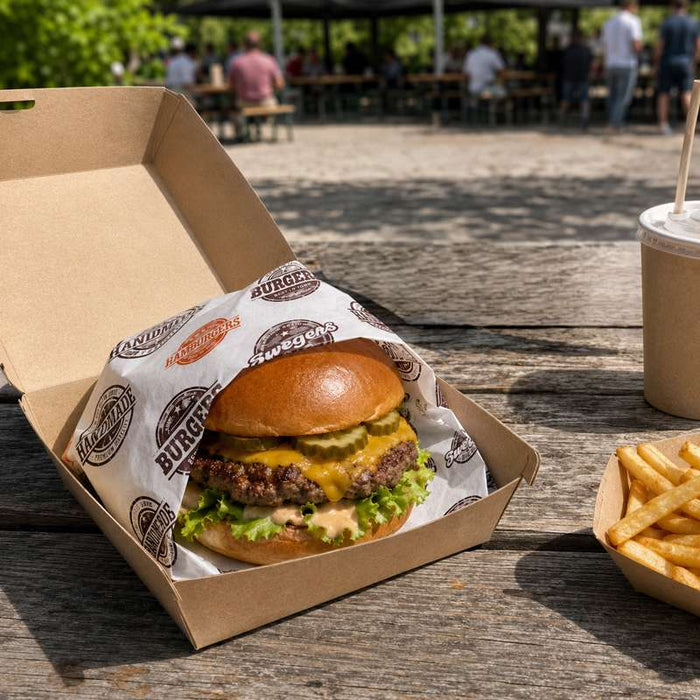 Papier blanc avec décor burger en Boite distributrice  350x270mm-1000Pcs