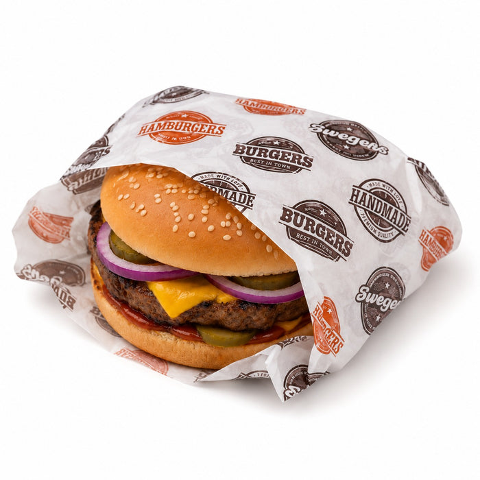 Papier blanc avec décor burger en Boite distributrice  350x270mm-1000Pcs