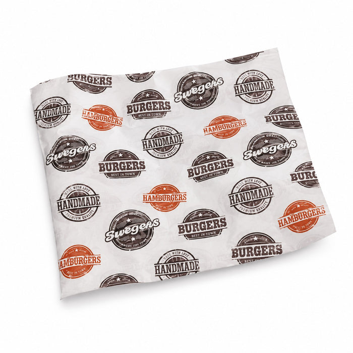 Papier blanc avec décor burger en Boite distributrice  350x270mm-1000Pcs