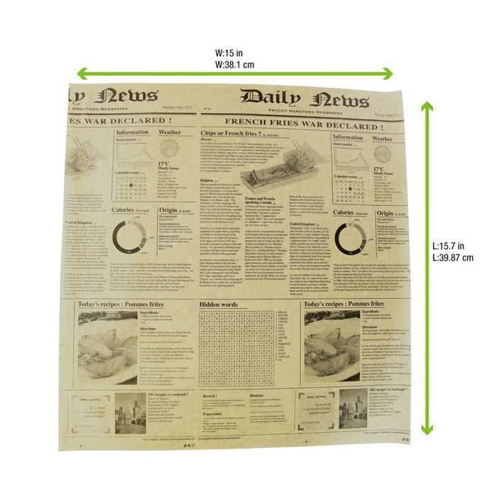 Papier alimentaire brun ingraissable impression journal en boite distributrice  380x400mm-500Pcs