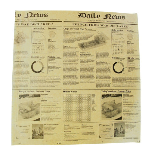 Papier alimentaire brun ingraissable impression journal en boite distributrice  380x400mm-500Pcs