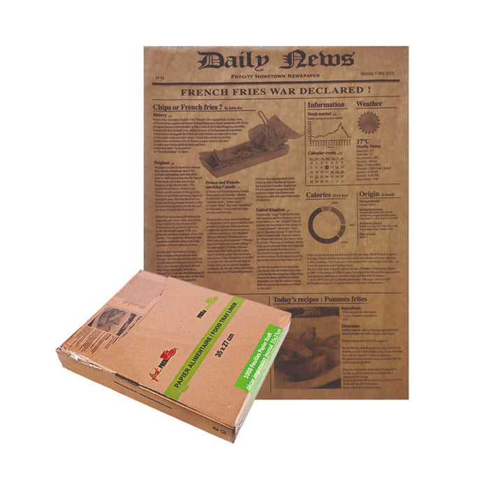 Papier alimentaire kraft brun décor en boite distributrice  350x270mm-1000Pcs