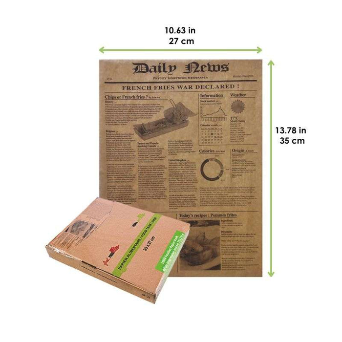 Papier alimentaire kraft brun décor en boite distributrice  350x270mm-1000Pcs