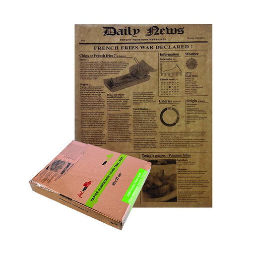 Papier alimentaire kraft brun décor en boite distributrice  350x270mm-1000Pcs
