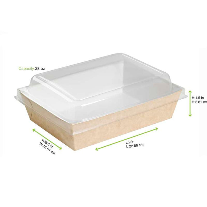 Panier à salade carton kraft brun laminé interieur blanc  220x170mm H40mm 850ml-200Pcs