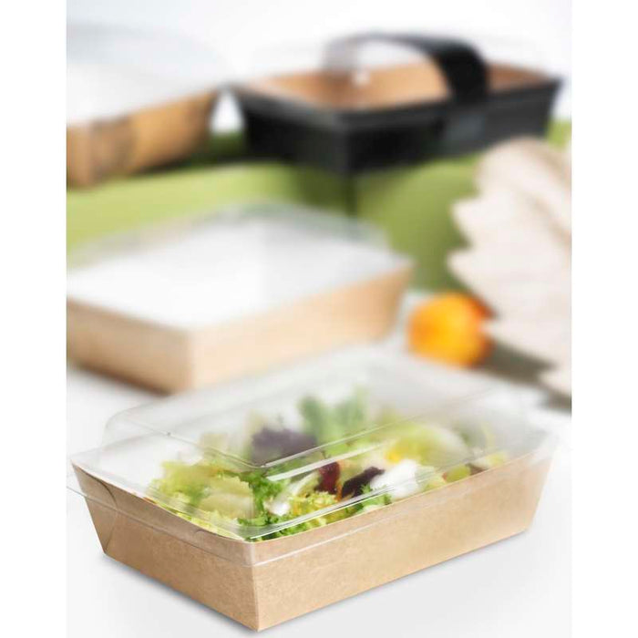 Panier à salade carton kraft brun laminé interieur blanc  220x170mm H40mm 850ml-200Pcs