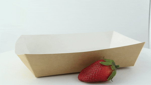 Panier à salade carton kraft brun laminé interieur blanc  220x170mm H40mm 850ml-200Pcs