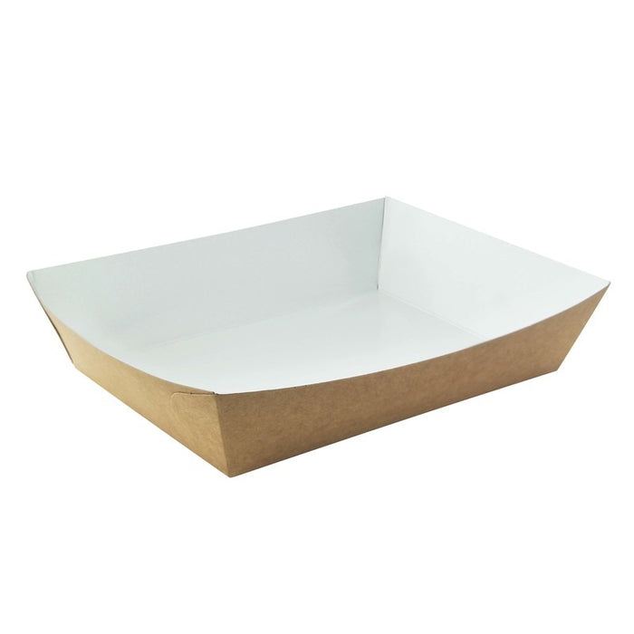 Panier à salade carton kraft brun laminé interieur blanc  220x170mm H40mm 850ml-200Pcs