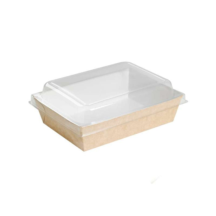 Barquette à salade kraft anti-graisse, intérieur blanc 220x170mm H40mm 850ml - 200Pcs