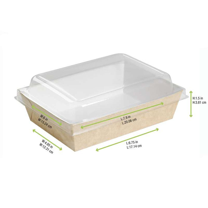 Barquette à salade kraft anti-graisse, intérieur blanc 220x170mm H40mm 850ml - 200Pcs