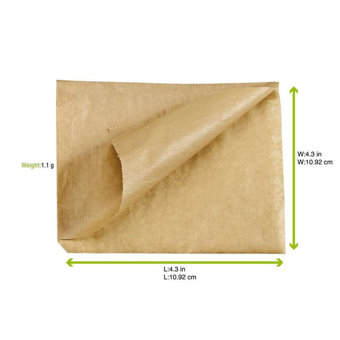 Sac papier brun ouvert sur 2 côtés  120x130mm-1000Pcs