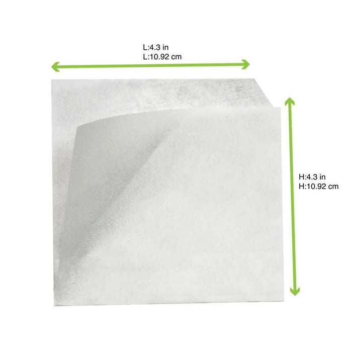 Sac papier blanc ingraissable ouvert sur 2 côtés  110x110mm-1000Pcs