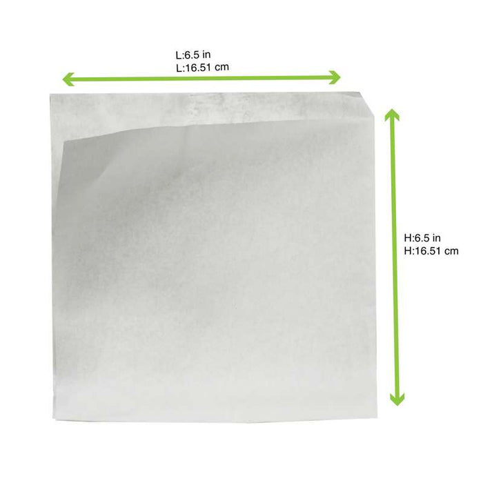 Sac papier blanc ingraissable ouvert sur 2 côtés  170x170mm-1000Pcs