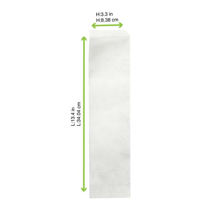 Sac papier blanc ingraissable ouvert sur 2 côtés  340x85mm-1000Pcs
