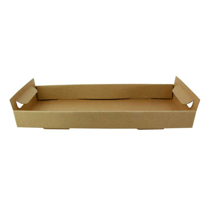 Plateau en carton kraft brun avec poignées  390x150mm H44mm-200Pcs