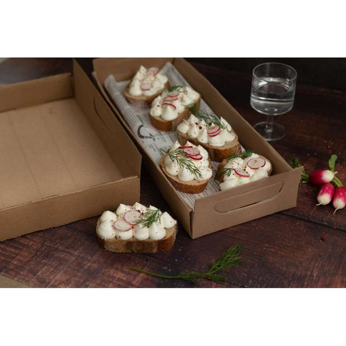 Plateau en carton kraft brun avec poignées  310x310mm H42mm-100Pcs